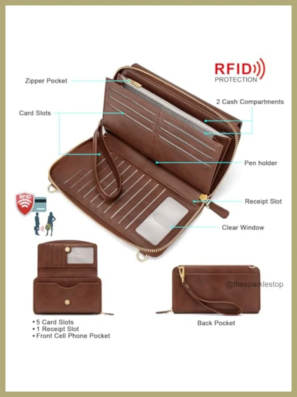 Vegan Leather Crossbody Wristlet Wallet with RFID Blocking